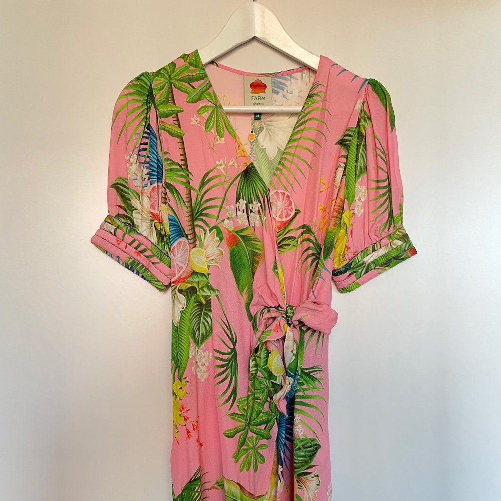 Farm Rio Banana Floral Wrap Dress
